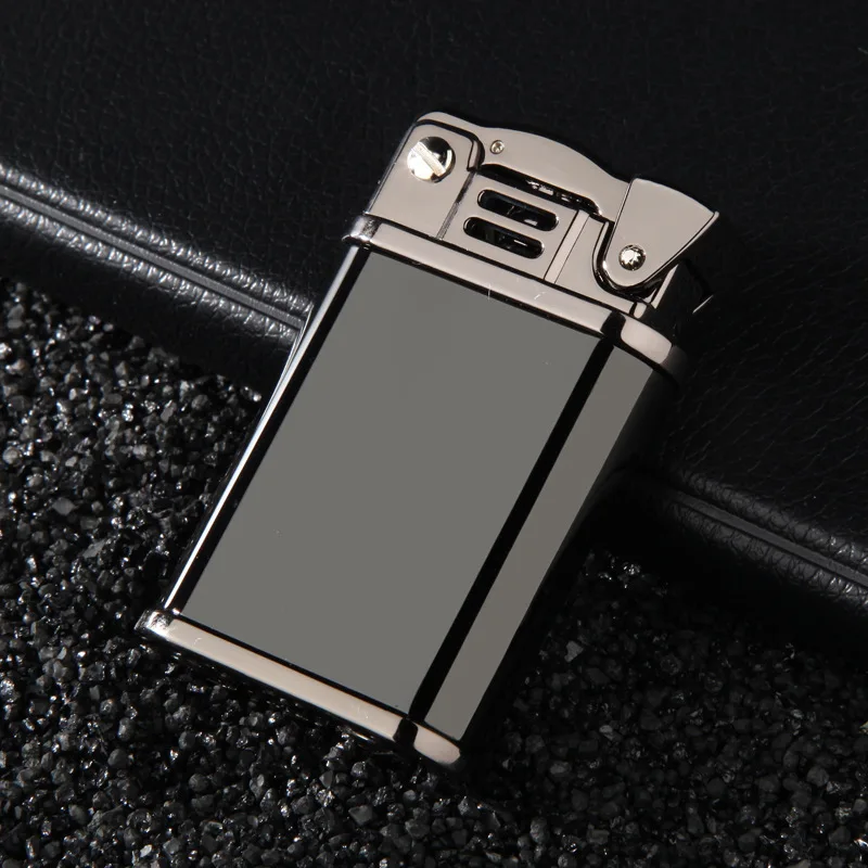 black ice Kerosene Lighter Windproof Retro Brass Lighter Grinding Wheels Fire Cigarette Lighter Smoking Accessories Gadgets for Men - Цвет: black ice