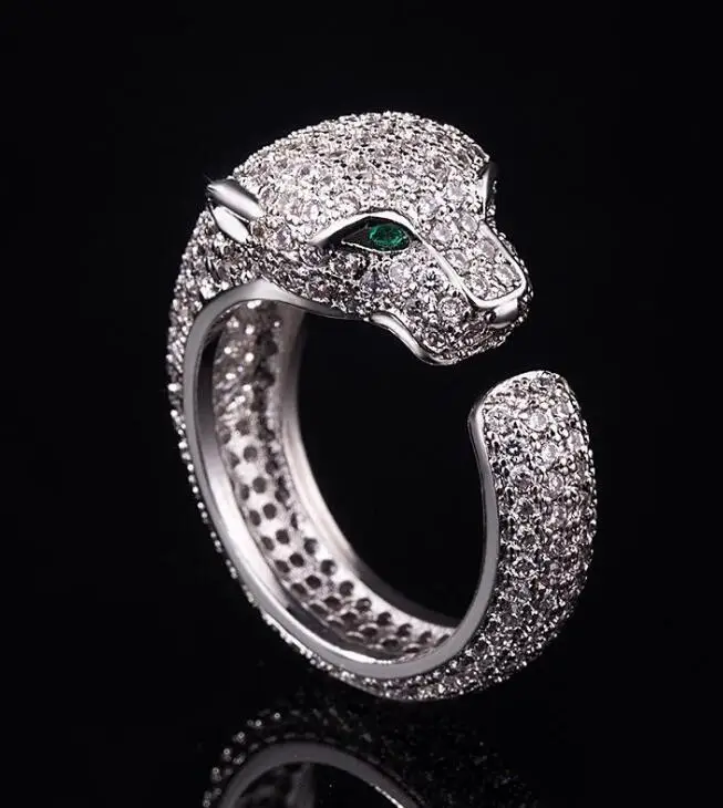 Женское кольцо с головой леопарда из стерлингового серебра S925 пробы роскошное