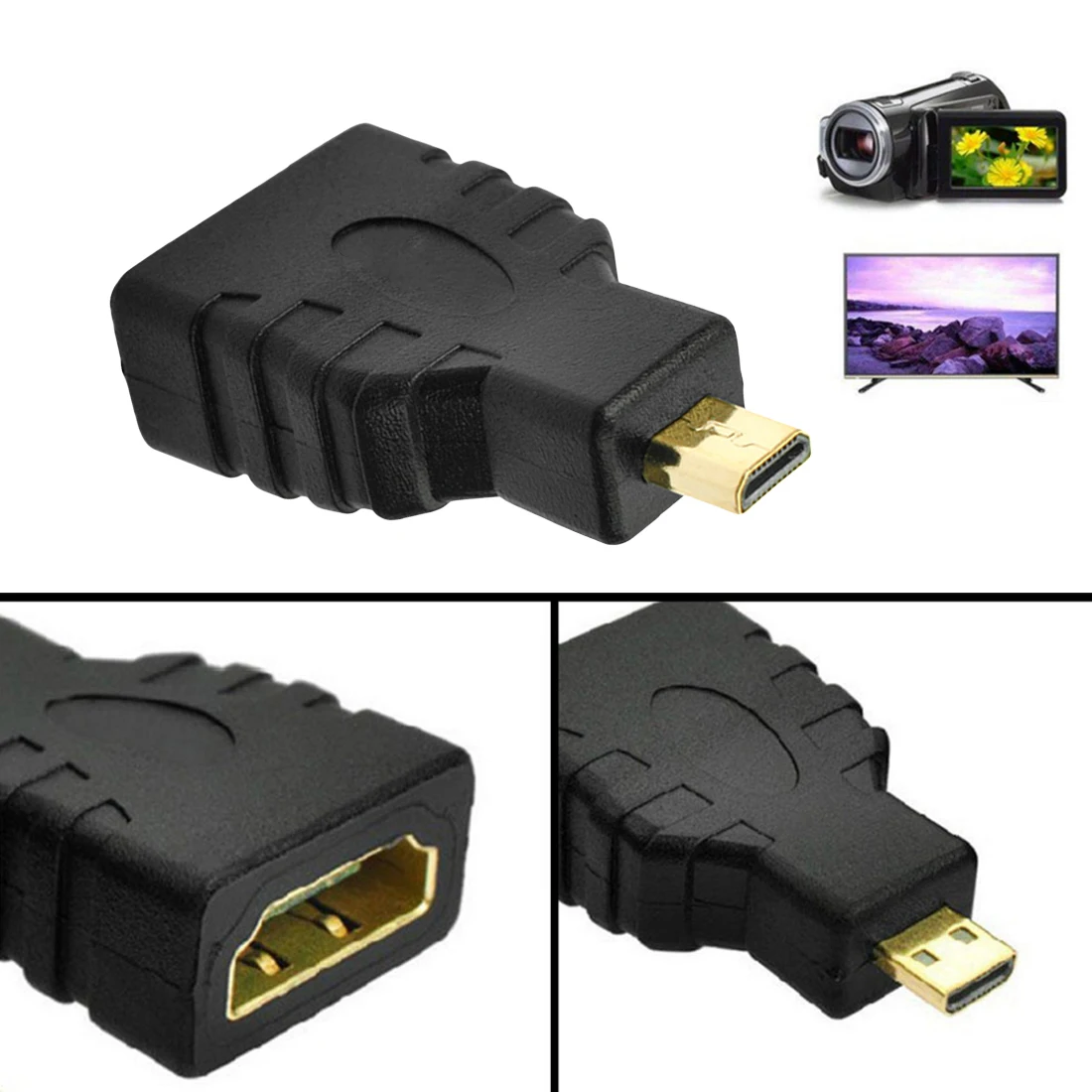 Адаптер Micro HDMI совместимый с адаптер Черный штекер гнездо разъем адаптера