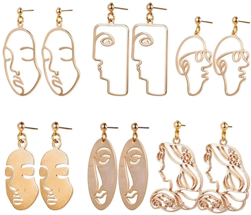 

Серьги-подвески «сделай сам» с абстрактным изображением лица, комплект геометрических кулонов с отверстиями для тела человека, ювелирные и...