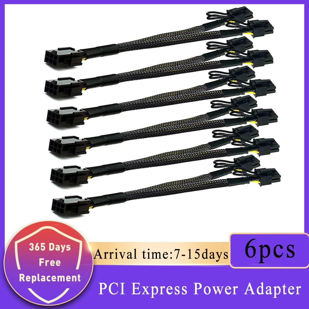 

Black PCI-E 6 Pin to Dual PCIe 8 Pin (6+2) Image Card PCI Express Power Adapter GPU VGA Y-Splitter Extension Cable