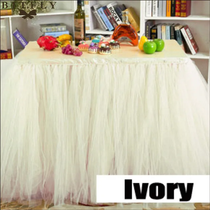 ivory 29 цветов, полиэстер, однотонная 100*80 см юбка-пачка для стола, рождественские принадлежности,, свадебная фатиновая юбка - Цвет: ivory