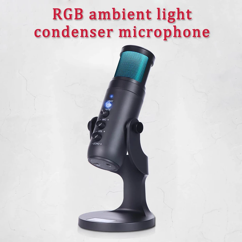 

Professional Studio Microphone RGB Light Usb Wired Condenser Karaoke Mic Computer Microphones for PC Notebook Computer