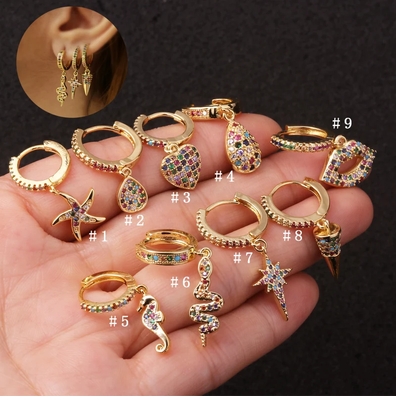 Серьга кольцо Sellsets с кристаллами женская ювелирное украшение для пирсинга