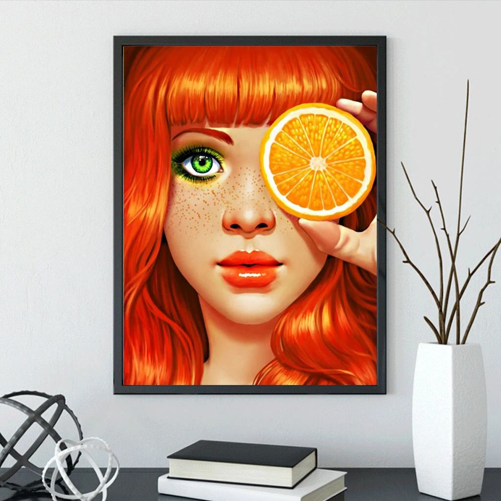 

50x40cm DIY Painting By Numbers cartoon girl orange Full Kits Oil Paint By Numbers Art landscape Drawing Home Decor