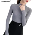 Осень-зима 2019, новый пуловер с высоким воротником, Женский приталенный облегающий свитер с длинными рукавами