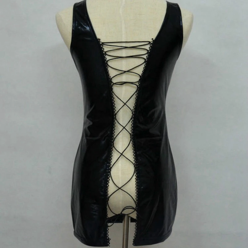 2020 Hot mini dress sexy club wear Women wetlook Latex Dress PVC lingerie Catsuit pu leather babydoll Pole Costume clubwear |