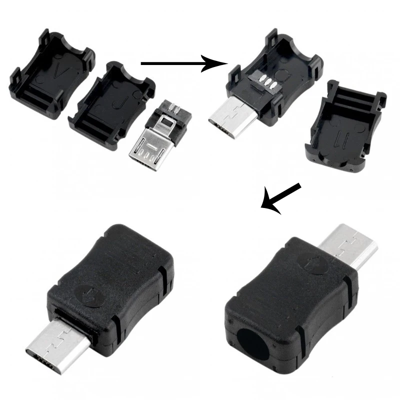 100 шт. микро USB штекер Micro разъем 2 0 5PIN с пластиковой крышкой для видов DIY |