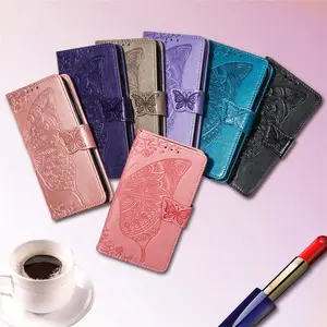 reno 3 luxury pu leather case for oppo a92 a72 a52 find x2 lite realme 5 pro wallet butterfly flip cover mobile phone bag capa free global shipping