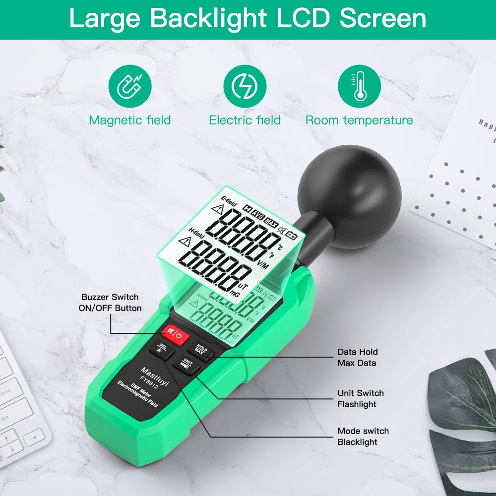 EMF Meter Detector with 3 Chips for 360° Measurement Radiation Electric &amp Magnetic Field Detection Ghost Hunting | Инструменты