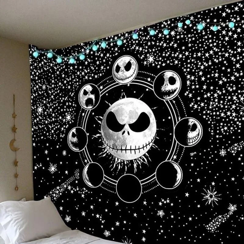 

Nightmare Before Christmas Starry Night Sky Gift for Movie Lover Tapestry Skin-friendly Polyester Wall Decor Tapiz Room Decor