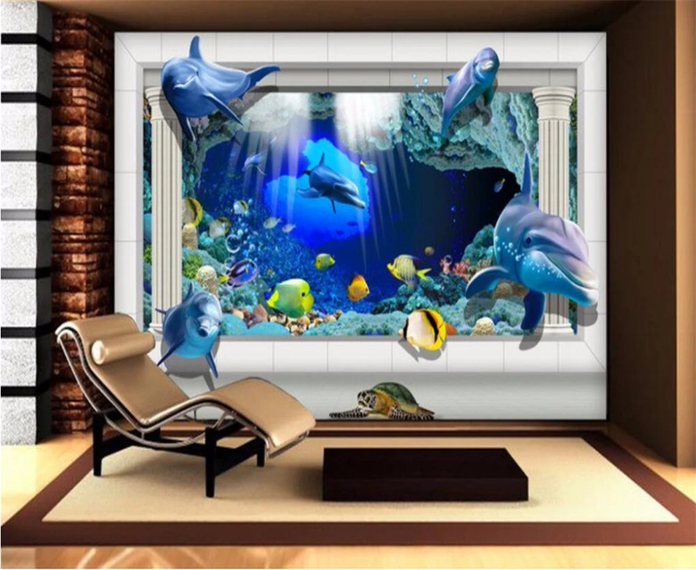 Большие обои beibehang под водой мир 3d 3D дворец римская колонна фон домашние предметы