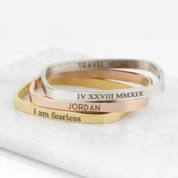 rectangle bangle bracelet personalized cuff bracelet gift for mom birthday best friend stacking jewelry name bracelet