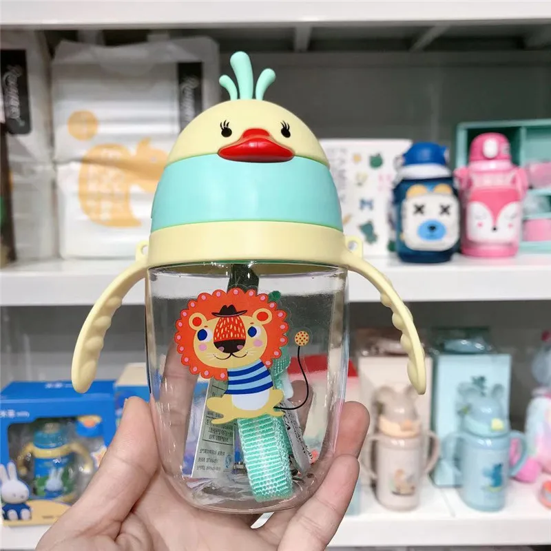 

Cartoon 350ML Baby Feeding Bottle Wide-Caliber Multifunctional Portable Dual-use Children Drinking Straw Cups Drinkware BPA Free