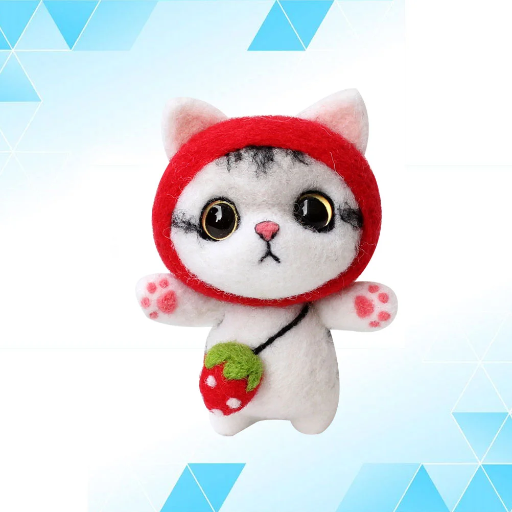 

Cartoon Cat Plush Doll DIY Needle Felting Kit Wool Felting Supplies DIY Art Carft for Home Kids Adults Gift (Strawberry Kitty)