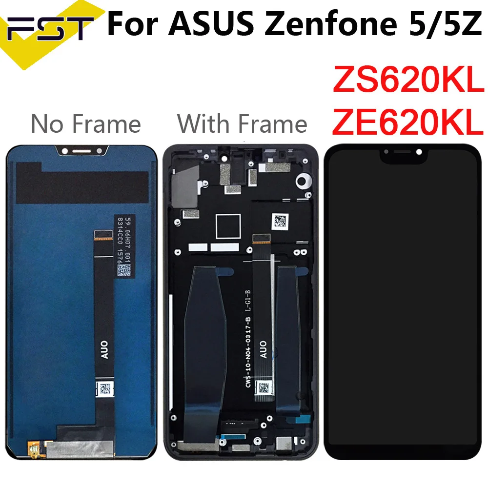 Original For 6.2&quot Asus Zenfone 5 2018 Gamme ZE620KL LCD Display Screen+Touch Panel Digitizer 5Z ZS620KL X00QD +Frame | Мобильные