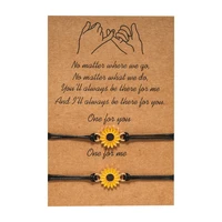 cross border new paper card couple bracelet sunflower 2 braided adjustable couple paper card bracelet set