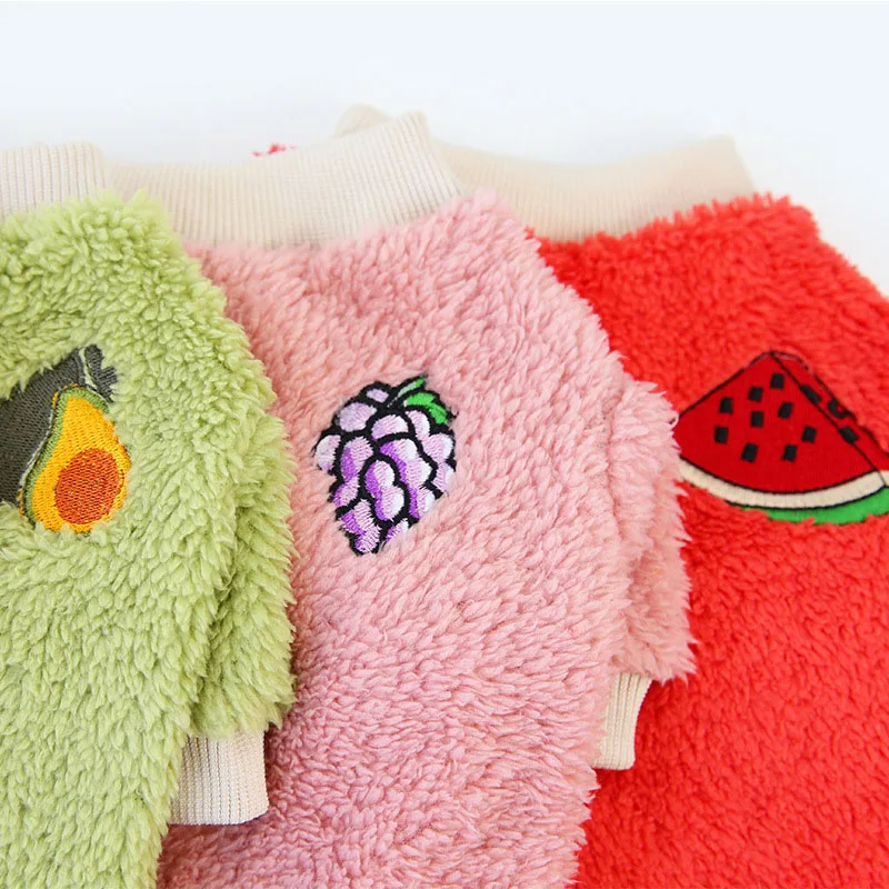 New Fleece Pet Clothes For Dogs Hoodies Winter Fruit Pattern Sweater Spiral Neckline Puppy Cat Shirt Outfit Sweatshirt L | Дом и сад