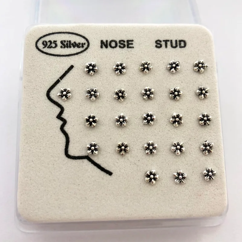 Кольца и штифты женские из серебра 925 пробы с винтажным черным цветком 24