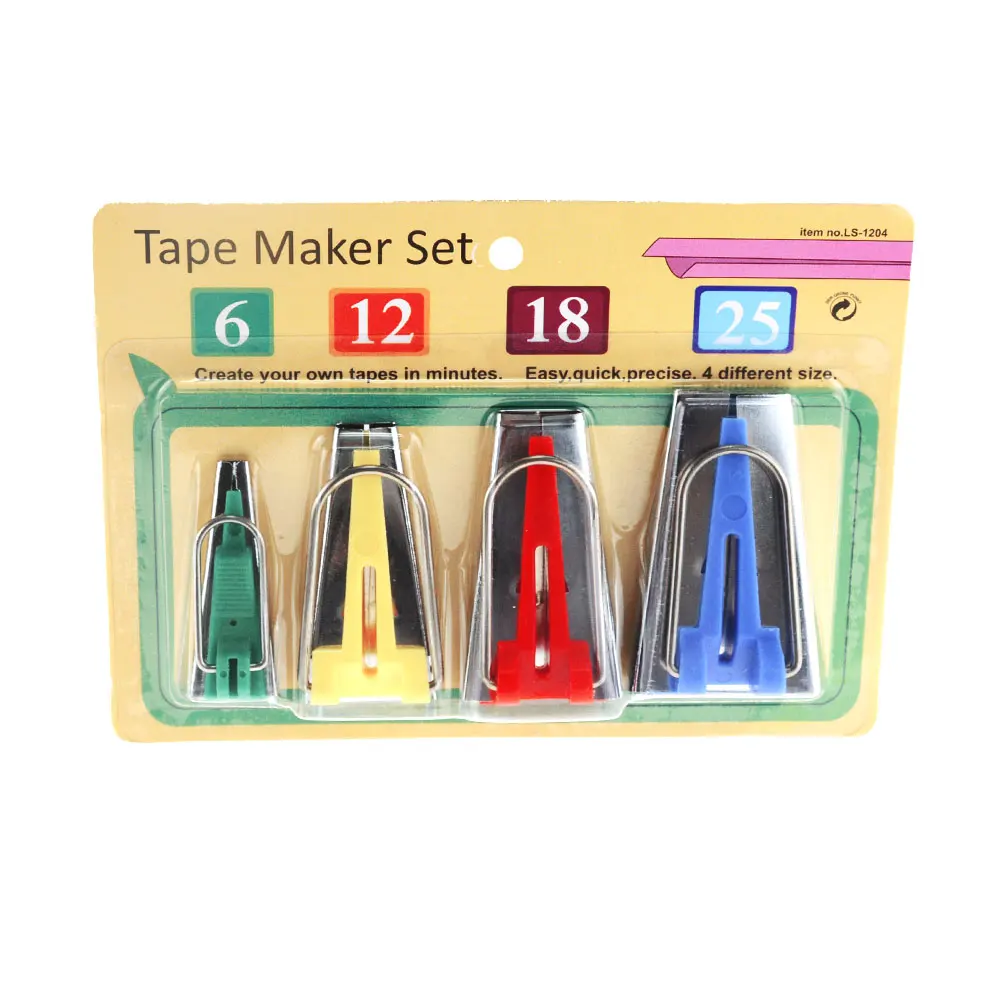 

4pcs/set Bias Tape Makers 4 Size 6mm 12mm 18mm 25mm Bias Binding Tape Maker DIY Patching Tool set Sewing Accessories