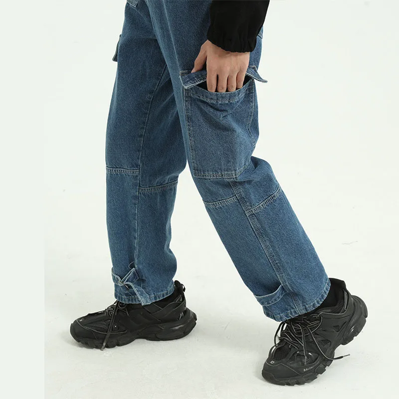 Мужские джинсовые брюки карго с несколькими карманами мужские винтажные уличные
