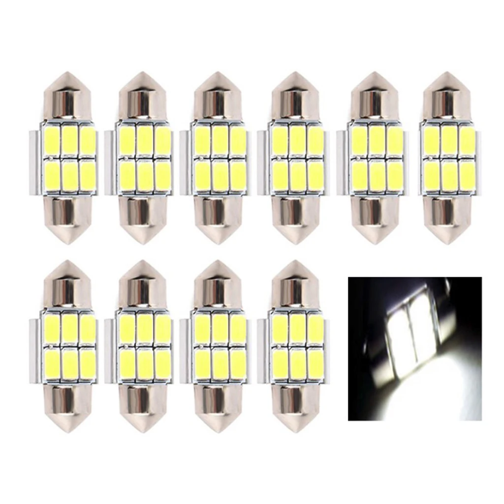 

10 шт. 31 мм Светодиодная лампа 5630 6SMD белые светодиодные лампы для автомобиля Dashhboard купол внутренняя Лицензия Пластина лампа COB автомобильный ...