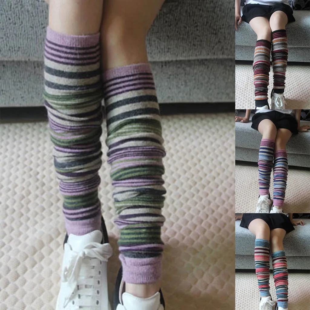 Зимние женские длинные носки скрученные Гольфы Новые гетры протектор крючком