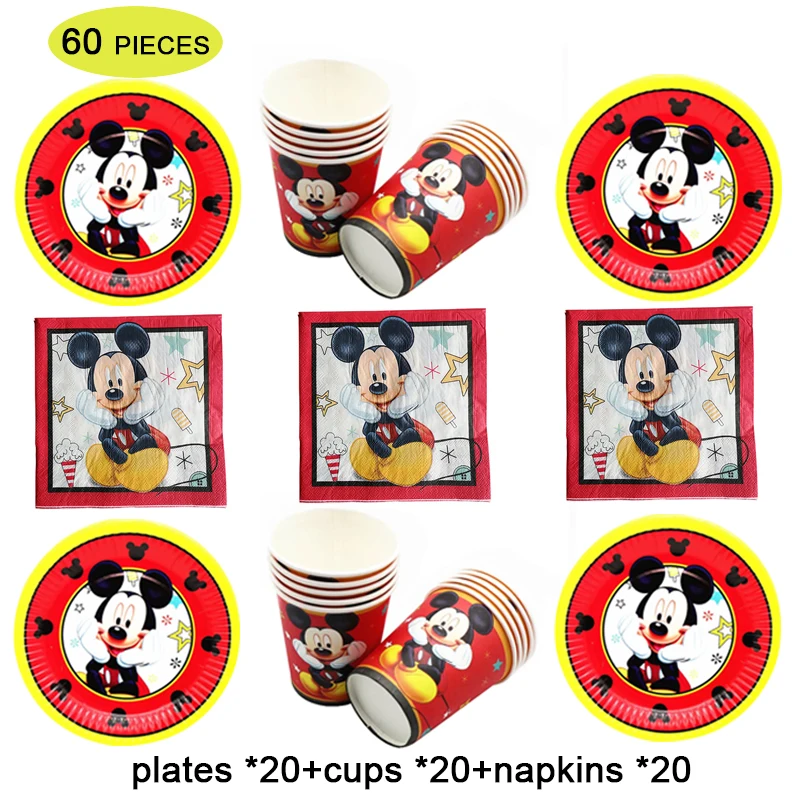 Anniversary Party Theme Red Mickey Mouse party tableware cup plates Kids birthday party supplies decor Christmas Party Napkins сover party