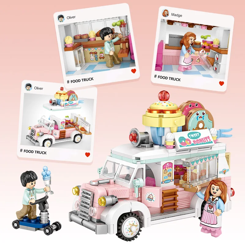 LOZ модель автомобиля в виде пончиков фруктов строительные блоки сборка сделай