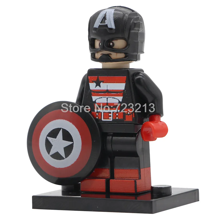 Captain America A Супер герой фильм Пятница 13-й хедхантер фигурка полиция Джокер зомби Bgirl человек паук Строительные блоки модели кирпич комплект игрушки - Цвет: Captain America A