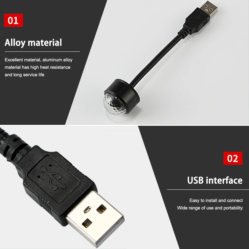 

USB LED Car Roof Projection Light Portable Star Night Light Adjustable Galaxy Atmosphere Light Interior Ceiling Projector