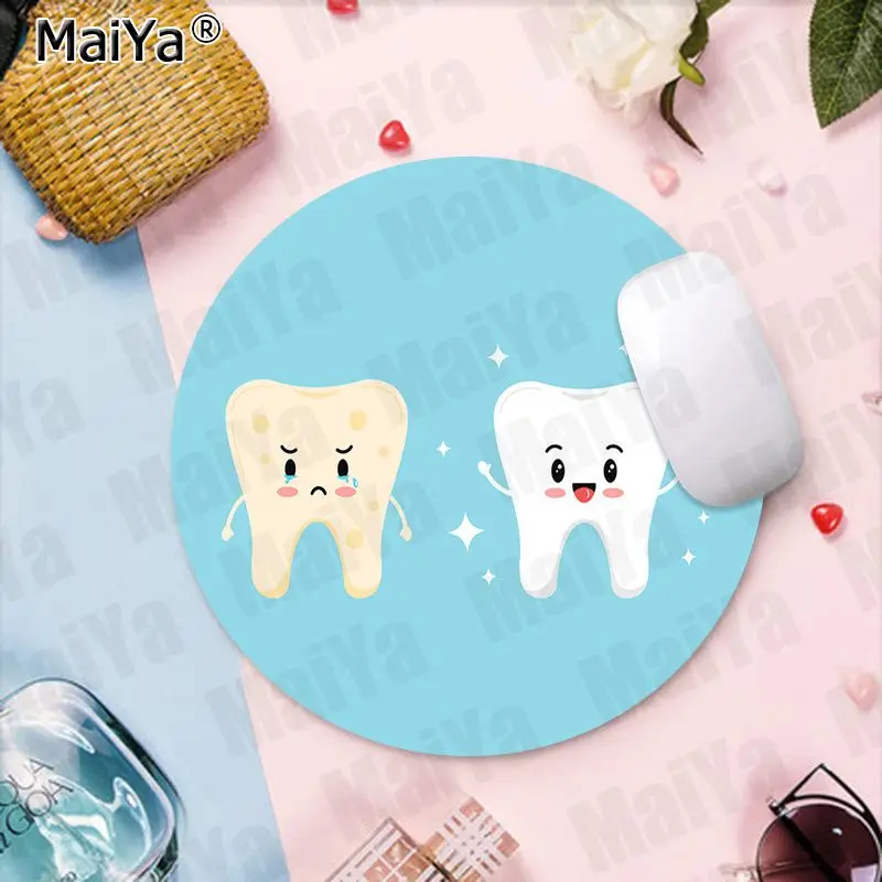 MaiYa милые игровые коврики с белыми зубчиками на заказ Круглый игровой коврик для