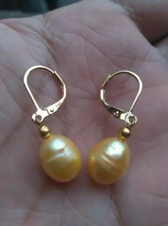 

10-12MM gold pearl Handmade pearl earring 14k