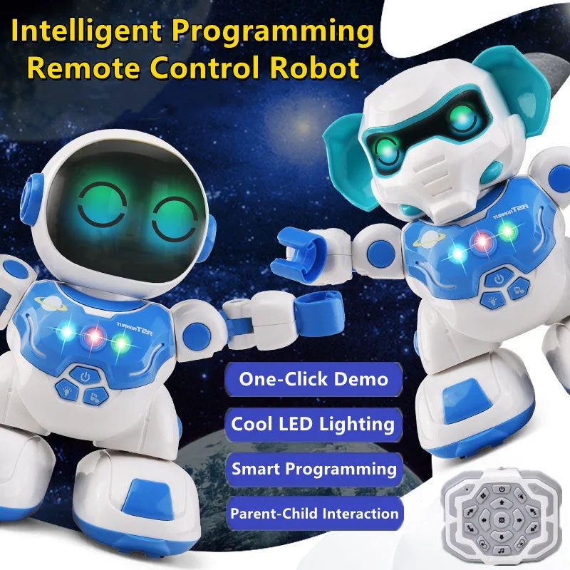 

One-Click Demo Intelligent Programming Remote Control Robot Dynamic Music Parent-Child Companionship LED Lights RC Toy For Kids