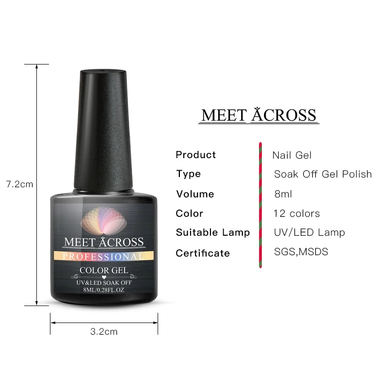 Набор гель лаков MEET ACROSS 8 мл все для маникюра Полупостоянный Гель лак искусство