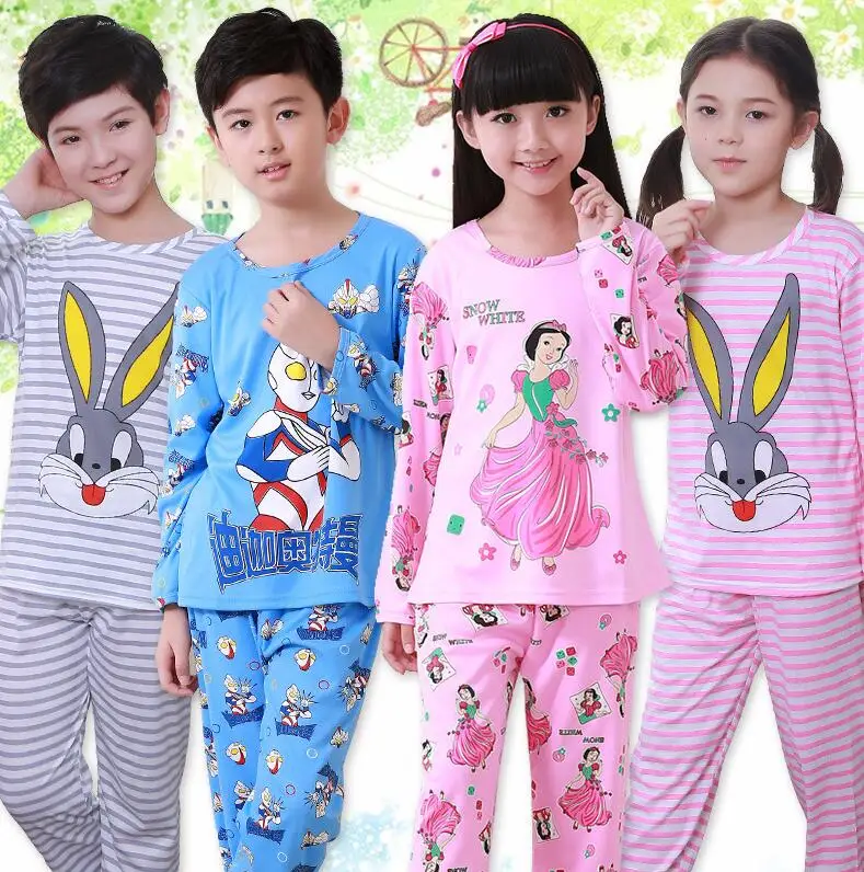 Пижама для мальчиков на весну и осень шелковая детская одежда с длинным рукавом