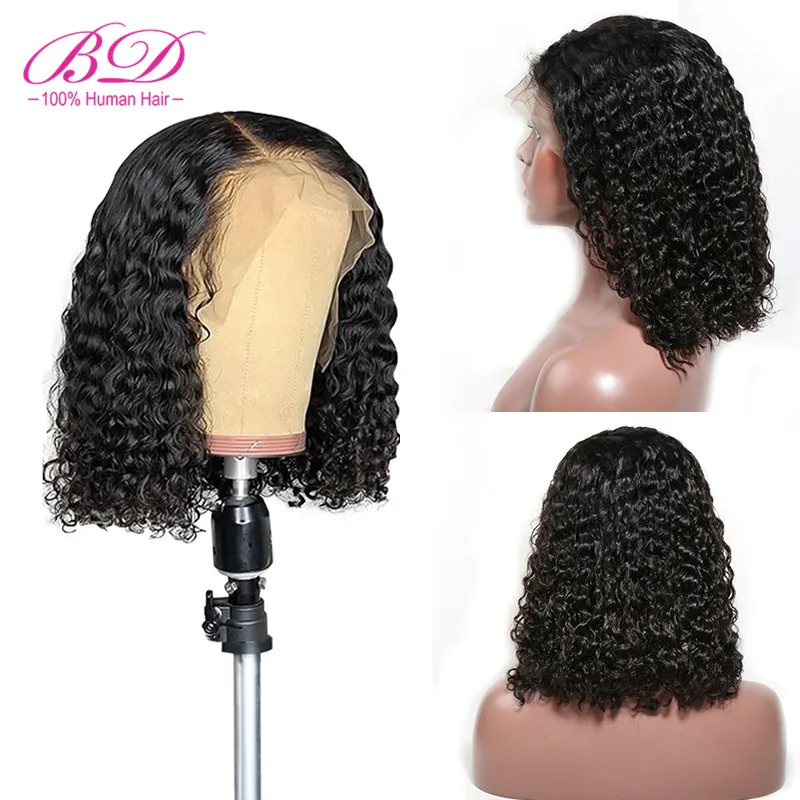 

BD 13x6 Jerry Curly Short Bob Lace Front Human Hair Wigs Pre Plucked Malaysian Remy Hair For Black Women 4x4 Lace Closure Wig