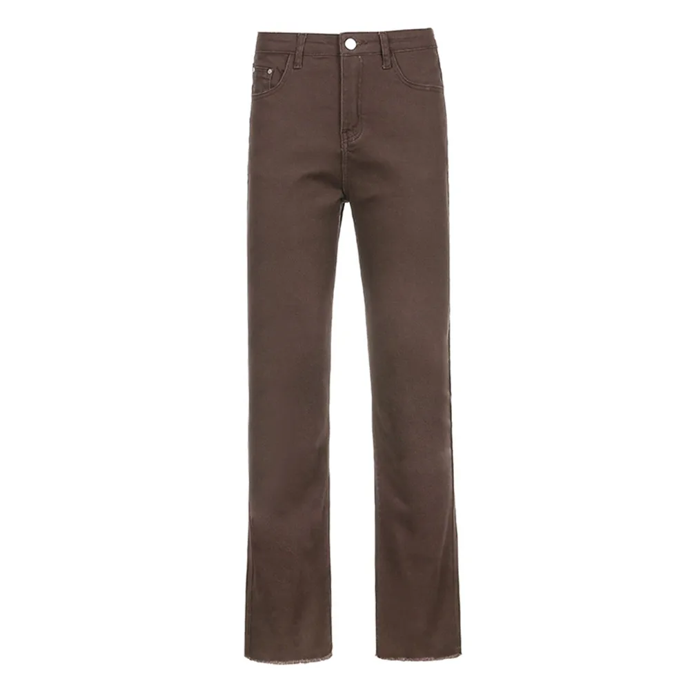 

2020 Women's Trousers Loose Pants High Waisted Stretch Flared Pants Vintage Solid Color Jeans leisure for Female