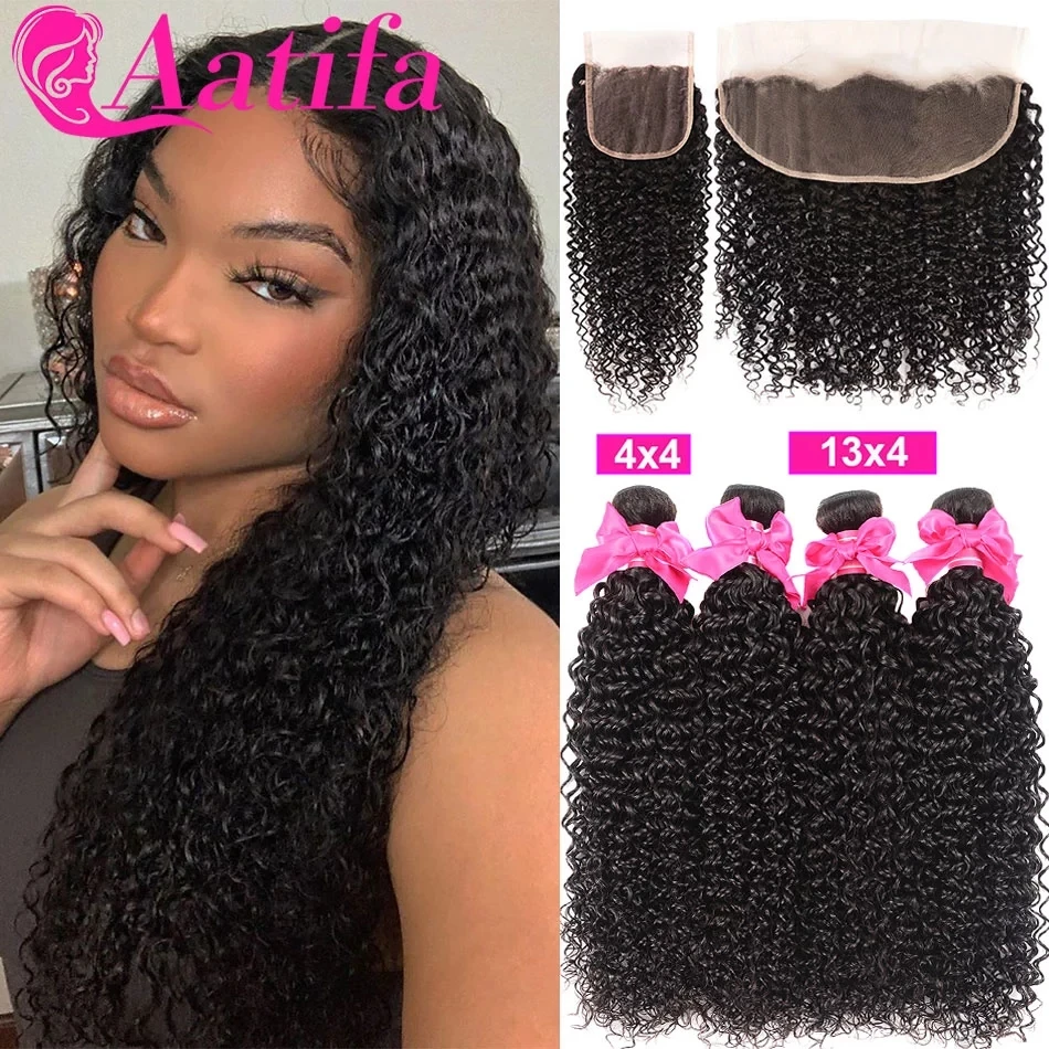 Бразильские кудрявые пучки с застежкой наращивание волос 3 пряди фронтальным 100% Человеческие волосы Remy для