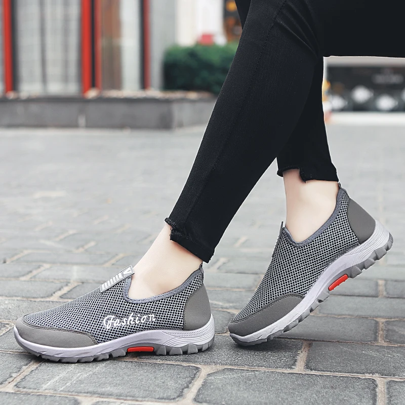 Кроссовки женские теннисные из дышащей сетчатой ткани без шнуровки | Спорт и