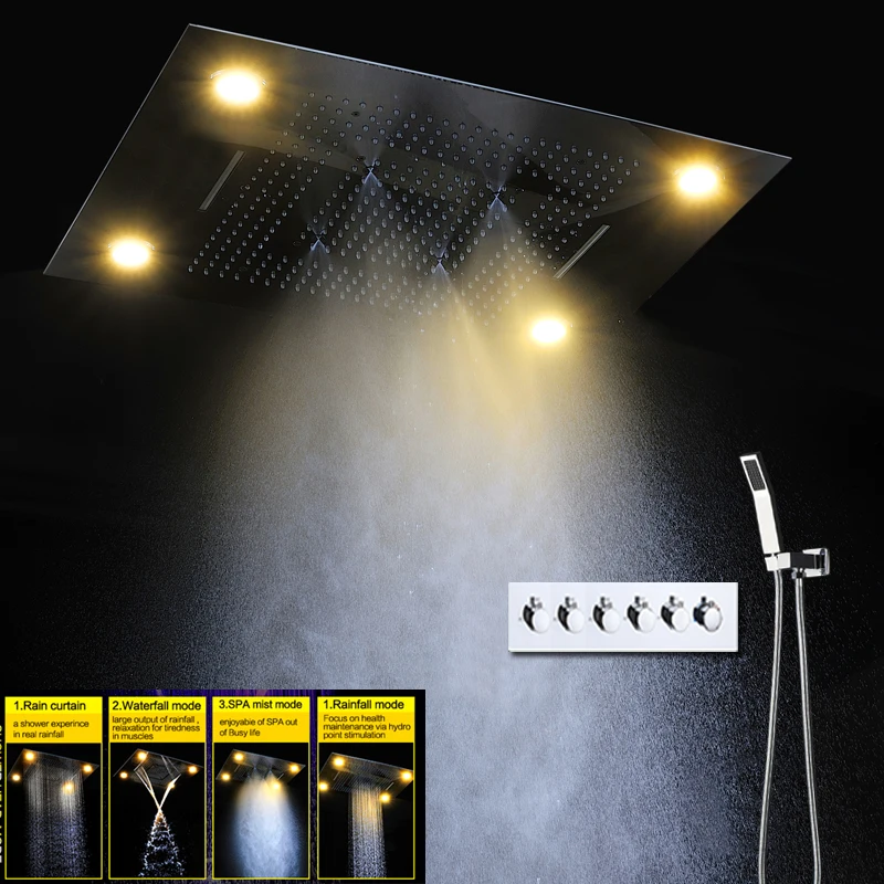 Электрический светодиодный душ для ванны 5 функций потолочные массажные насадки