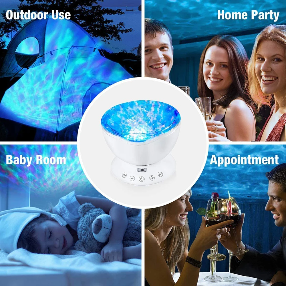 

Children's Ocean Wave Projector LED Night Light With Remote Control TF Card Music Player Speaker Aurora Projection Lamp For Room