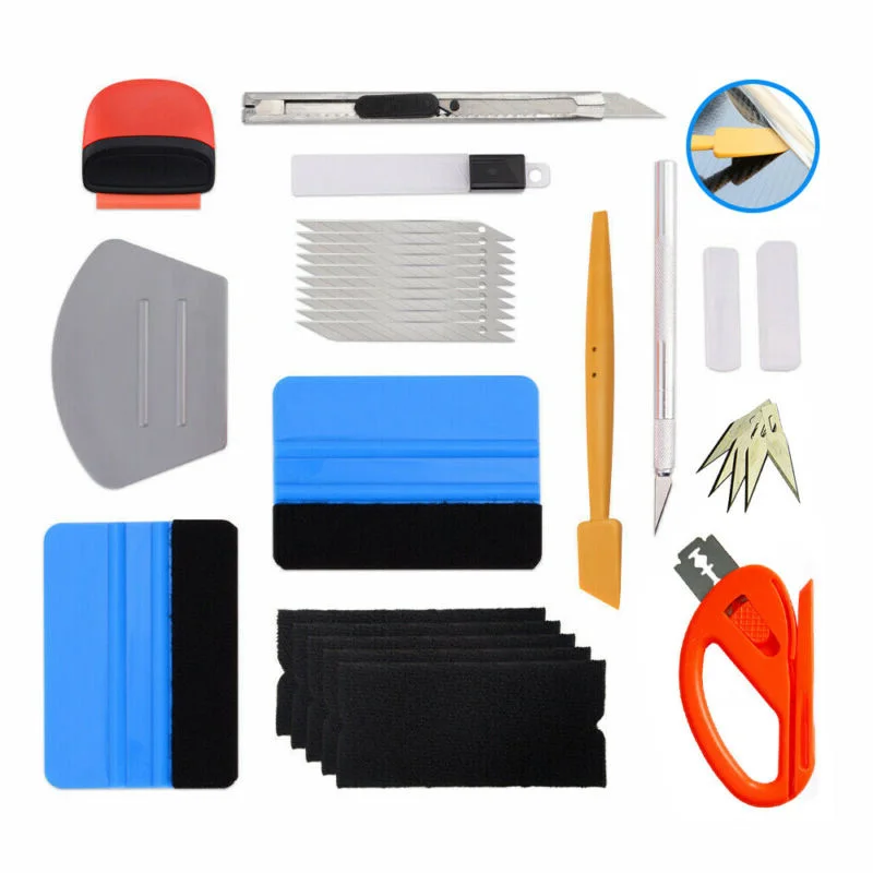 

Car Film Wrapping Tools Kits Vinyl Blue Squeegee Cutter Blades Scraper
