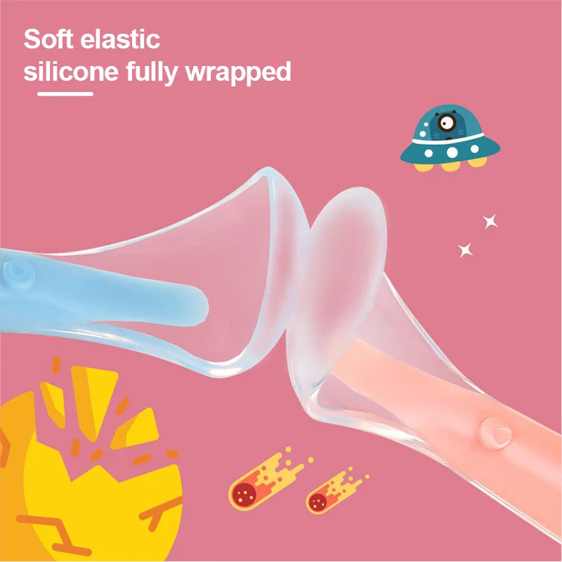 Baby Boy Girl Utensils Complementary Food Silicone Soft Infant Feeding Spoon Suction Cup Tableware Eating Training Spoon