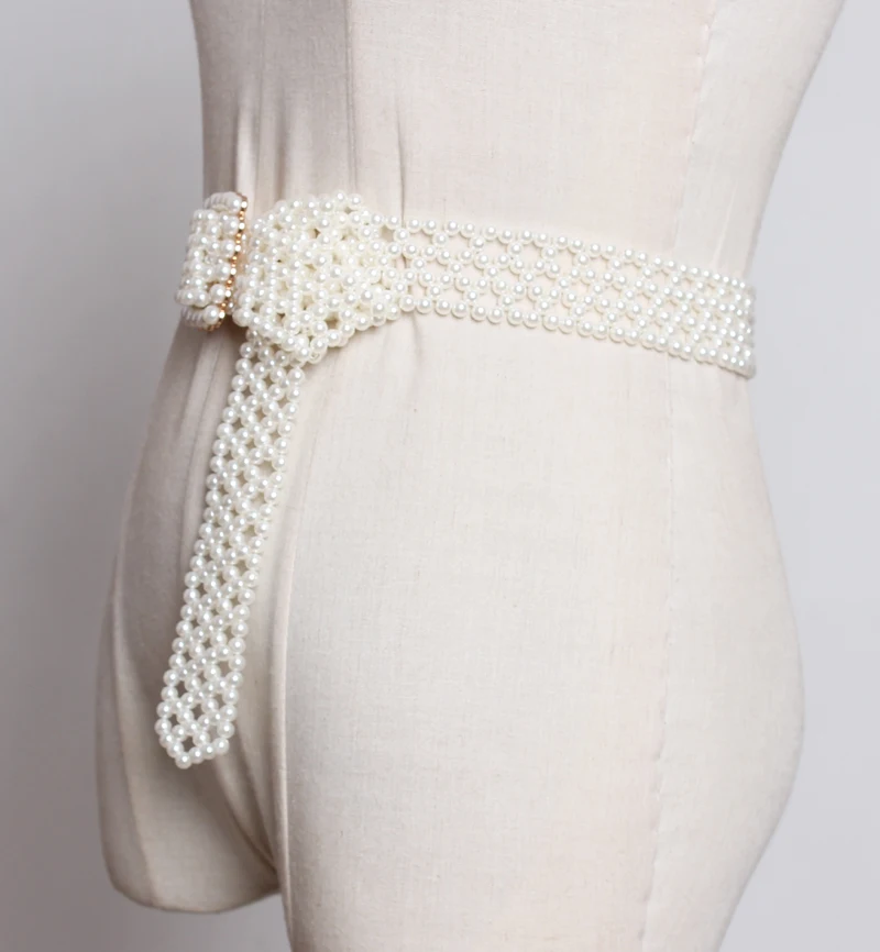 Fullyoung Fashion Woman Belts for Dress Elegant Pearl Girdle Female Matching Dress Shirt Waist Chain Decoration Jeans Fur Belt