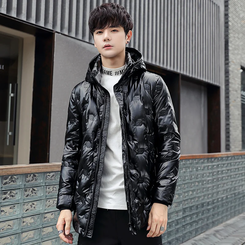 Men Down Jacket  90% White Duck Down Hooded Man High Quality Long Coat Thick Warm Men Down Coats