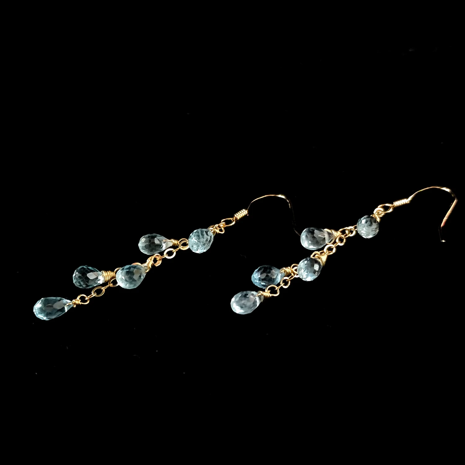 

Lii Ji Sky Blue Topaz 14K Gold Filled Dangle Earrings Natural Gemstone Handmade Jewelry For Women Gift