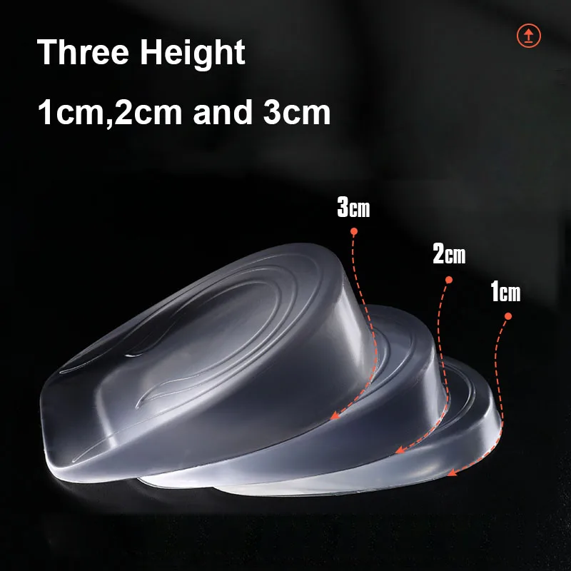 Invisible Inner Heightening Insole Soft Anti skid Foot Care Protector Inserts Transparent Gel Lift Heel Shoe Pad for Unisex