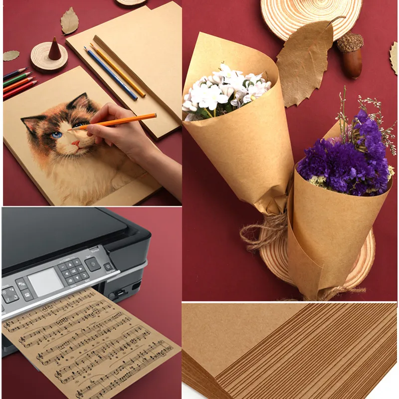 70-400gsm A4 Kraft Paper High Quality A4 Hard Kraft Paper DIY Handmake Card Making Craft Paper Thick Paperboard Cardboard images - 6