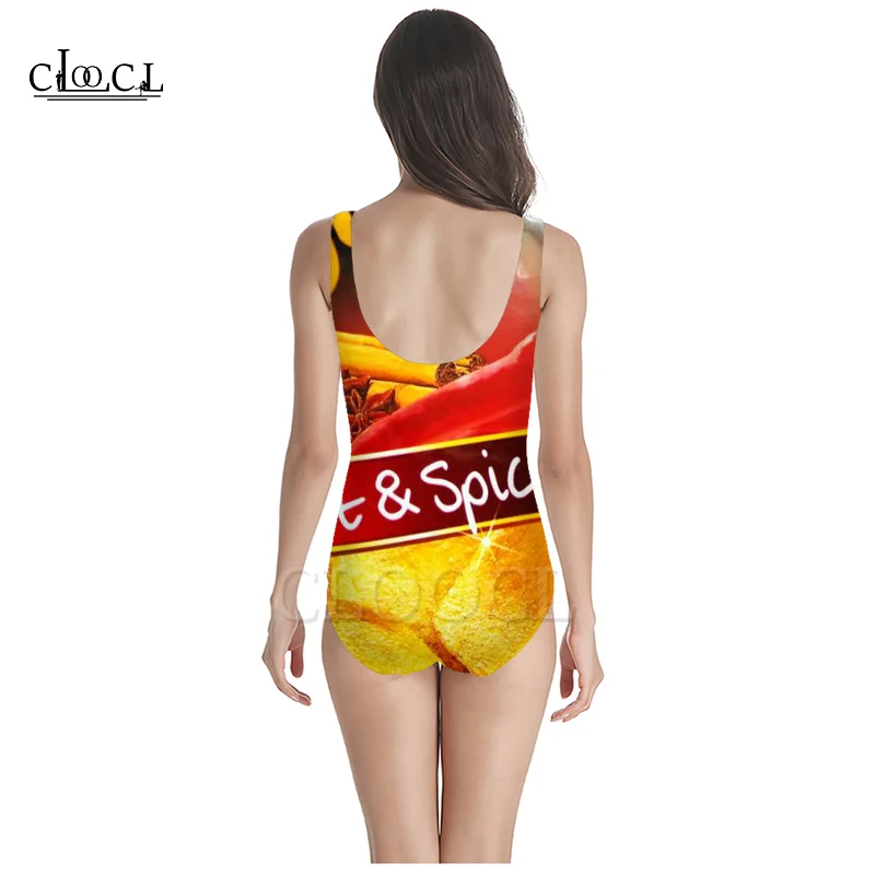 Летний Цельный купальник CLOOCL для девочек с изображением вкусных картофельных